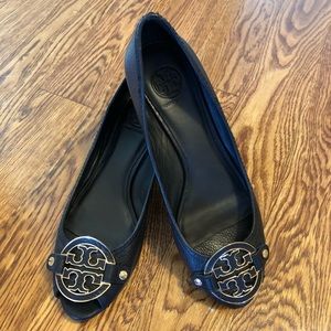 Tory Burch Amanda Open Toe Low Wedge Shoes